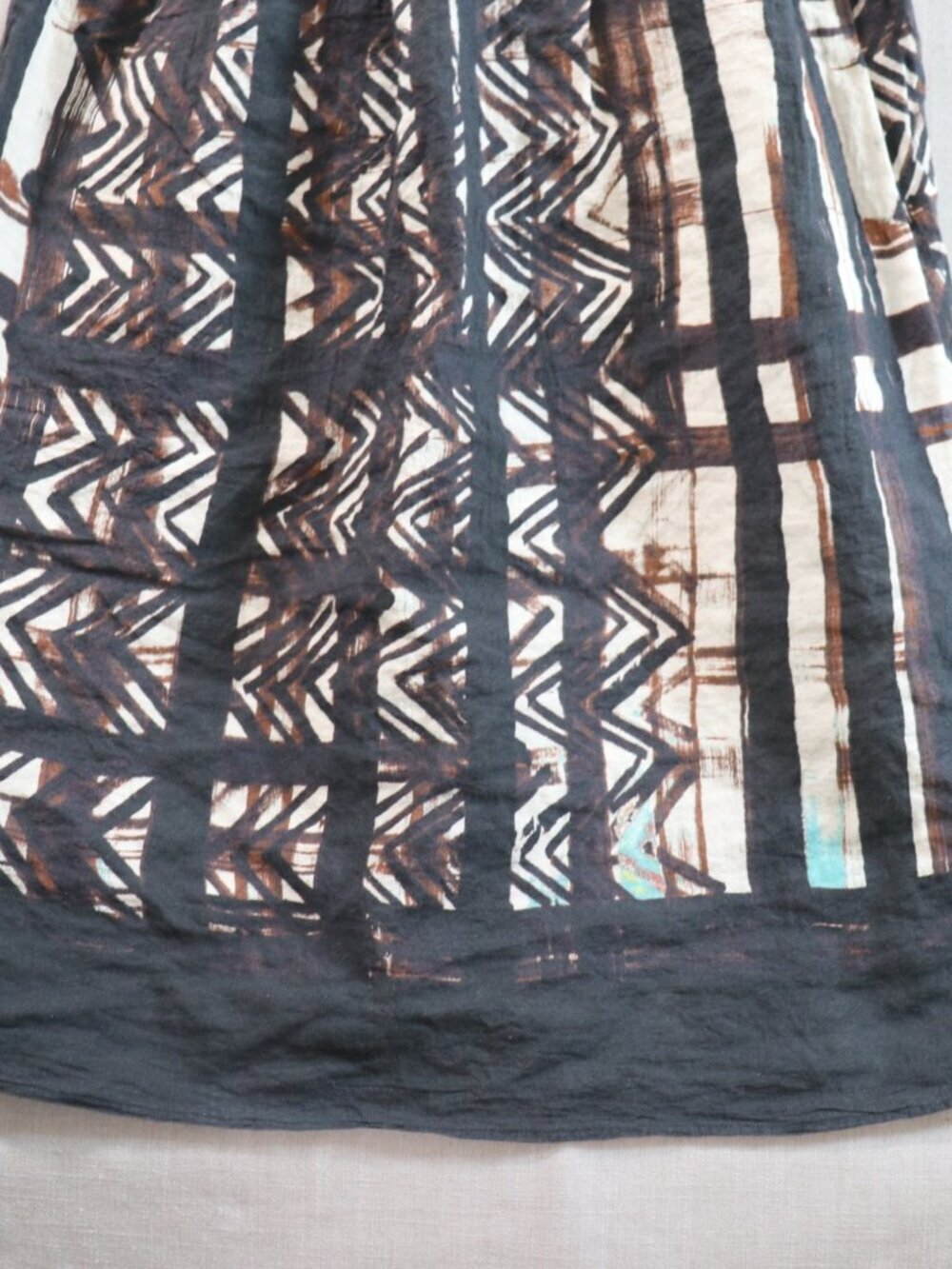 Peruvian Connection Batik Midi Dress Size 6 (Fits like 4/5) Black Brown Cotton - Picture 12 of 16